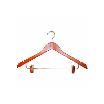 17" L Wishbone W/ Satin Chrome Hook And Metal Bar W/ Clips - Matte Teak - Pkg Qty 100