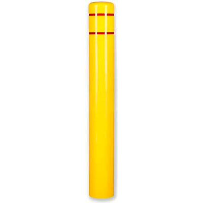 Post Guard® Bollard Cover 3501R, 8-7/8"Dia. X 72"H, Yellow W/Red Tape