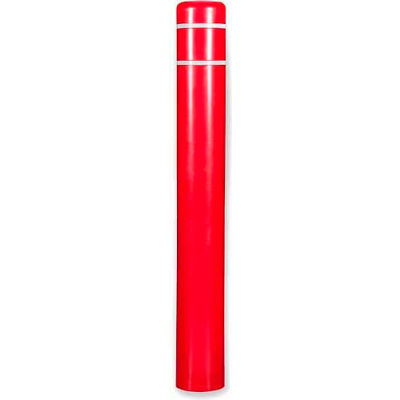Post Guard® Bollard Cover 3521W, 10-7/8"Dia. X 60"H, Red W/White Tape