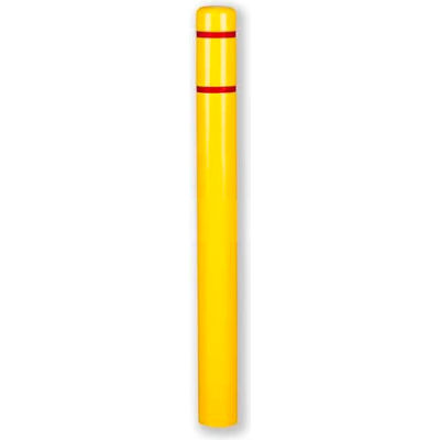 Post Guard® Bollard Cover CL1385EE, 4-1/2"Dia. X 64"H, Yellow W/No Tape