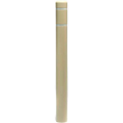 Post Guard® Bollard Cover CL1386T, 7"Dia. X 60"H, Beige W/White Tape