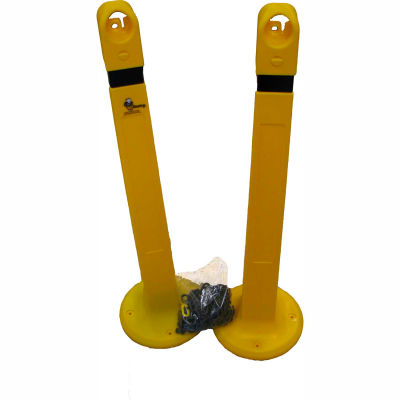 Sentry® Portable Bollard GP48-Y-KIT, With Cap & 17' Chain, Yellow, 2/PKG