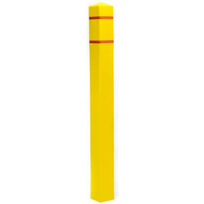 Post Guard® Bollard Cover SQ455GRYR, 4-1/2"Dia. X 55"H, Grey W/Red Tape, Square