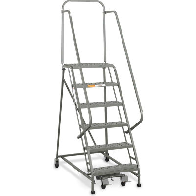 EGA Industrial Rolling Ladder 8-Step 26" Wide Perforated, Gray 450Lb. Capacity - L055