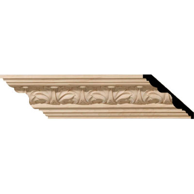 Ekena Acanthus Leaf Carved Wood Crown Moulding MLD02X02X03ACMA, 2-1/8"H x 2-3/8"D x 3-1/4"F x 96"L