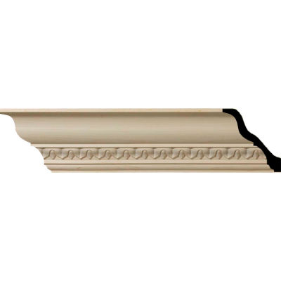 Ekena Lanarkshire Carved Wood Crown Moulding MLD04X04X06LAAL, 4-7/8"H x 4-3/4"D x 6-3/4"F x 96"L