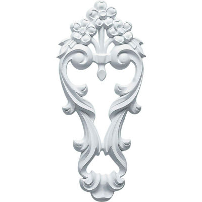 Ekena Small Flowers W/Flowing Leaves Drop Onlay ONL04X10X01FL, 4-1/2"W x 10"H x 5/8"D