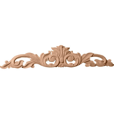 Ekena Large Green Leaf Center W/Scrolls ONL36X06X01LF, 36-1/2"W x 6-1/4"H x 1"D
