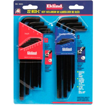 Eklind 10222 .05-3/8" & 1.5-10MM 22Pc. Metric & SAE Hex Key Set