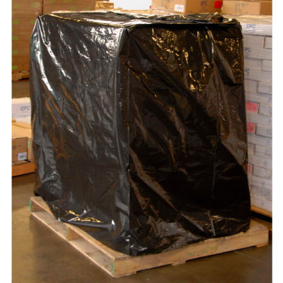 LDPE Pallet Cover With UVI Additive 73" x 51" 3 Mil Black 50 Pack