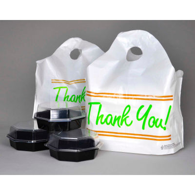 Printed "Thank You" Take Out Bag with Bell Top Handle - 24" x 20" Pkg Qty 250