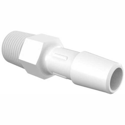 Eldon James 1/8-27 NPT to 5/16" Barbed Adapter, White Polypropylene