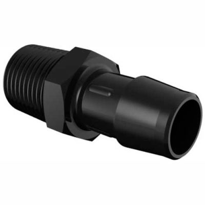 Eldon James 1/2 - 14 NPT to 5/8" Barbed Adapter, Black Nylon