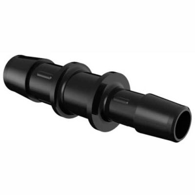 Eldon James 1/2" to 3/8" Barbed Reduction Coupler, Glass Filled Black Nylon