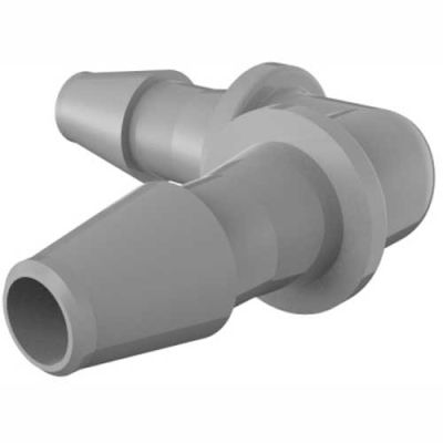 Eldon James 1/16" Barbed Equal 90 Degree Elbow, Gray Kynar