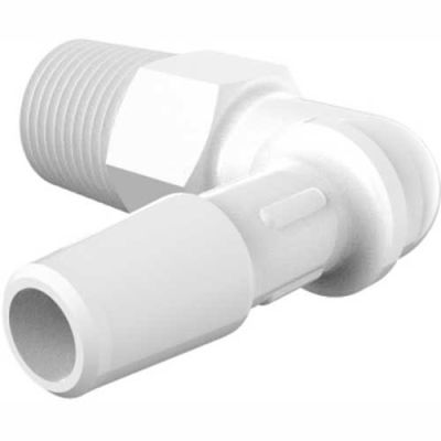 Eldon James 1/8-28 BSP to 1/4" Barbed Elbow, Natural Nylon
