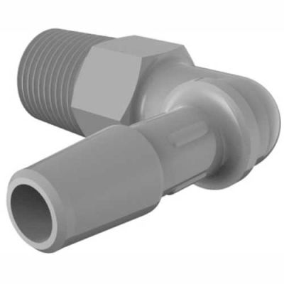 Eldon James 1/8-28 BSP to 1/4" Barbed Elbow, Gray Kynar