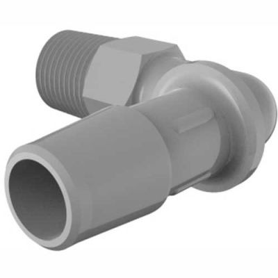 Eldon James 1/8-28 BSP to 3/8" Barbed Elbow, Gray Kynar