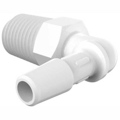 Eldon James 1/4-18 NPT to 1/4" Barbed Elbow, Natural Nylon