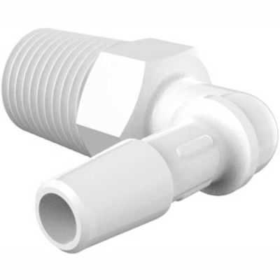 Eldon James 1/4-19 BSP to 3/8" Barbed Elbow, Natural Nylon