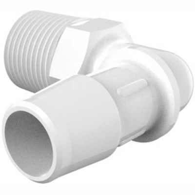 Eldon James 3/8-18 NPT to 1/2" Barbed Elbow, White Nylon