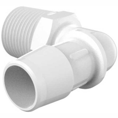 Eldon James 1/2-14 NPT to 3/4" Barbed Elbow, Non-Animal Derived Polypropylene