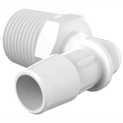 Eldon James 1/2-14 NPT to 1/2" Barbed Elbow, Natural Nylon