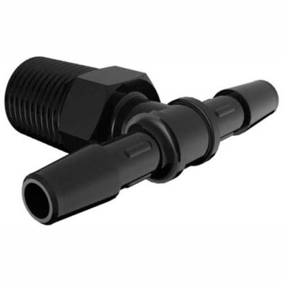 Eldon James 1/4-19 BSP to 1/4" Barbed Tee, Black Nylon