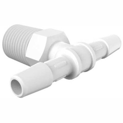 Eldon James 1/4-19 BSP to 1/4" Barbed Tee, Natural Kynar