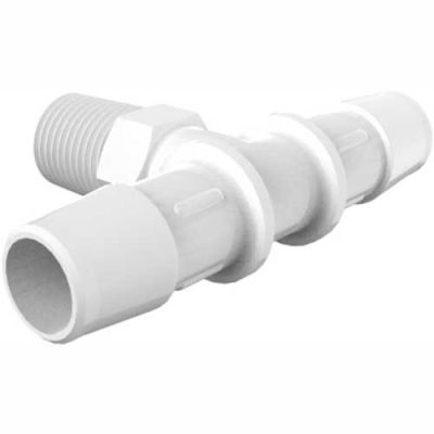 Eldon James 1/4-19 BSP to 1/2" Barbed Tee, Natural Polypropylene