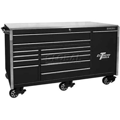Extreme Tools 76" 12 Drawer Professional Roller Cabinet in Black