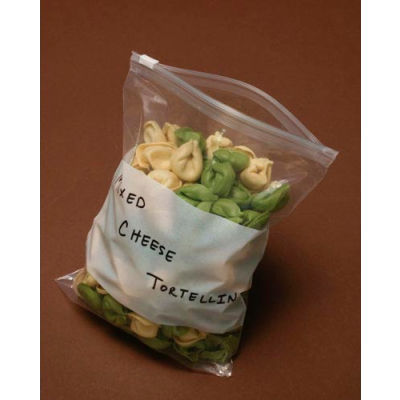 Polyethylene Slide Seal Bag with Write-on Block, 3 mil, 6" x 9", Pkg Qty 250