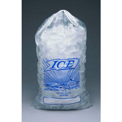Printed Metallocene Ice Bags, 13-1/2"W x 28"L, 1.75 Mil, Clear, 500/Pack