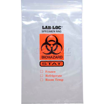 Reclosable 3-Wall Specimen Transfer Bag (STAT), 6" x 6", Clear, Pkg Qty 1000