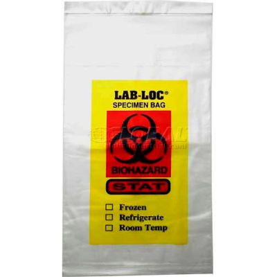 Clear Adhesive Closure Tamper-Evident 3-Wall Specimen Transfer Bag, 2 mil, 6" x 10", Pkg Qty 1000