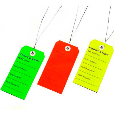 Multipack Equipment Tags, "Clean, Dirty, Repair", 2-5/16"L x 4-3/4"W, Assorted Colors, 750/Pack