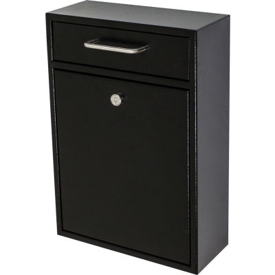 Mail Boss Epoch Wall Mount Locking Drop Box 7412 11-1/4"W x 4-3/4"D x 16-1/4"H Black