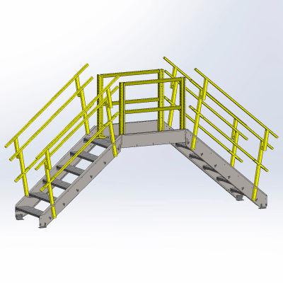 Equipto 1724B07 Cross Over Bridge, 36-1/2' Overall Width, 7 Stairs ...