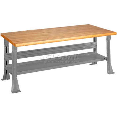 Equipto C-Channel Fixed Height Workbench - Maple Butcher Block Safety Edge 48"W x 30"D x 34"H Gray