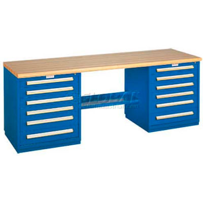 Modular Drawer Bench - 8' -Two Modular Cabinets, Blue