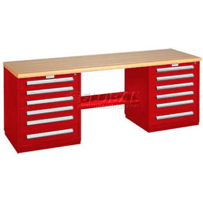 Modular Drawer Bench - 8' -Two Modular Cabinets, Red