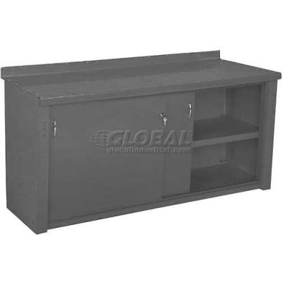 Equipto Closed Workbench, Steel Square Edge, Sliding Door, 48"W x 30"D, Gray