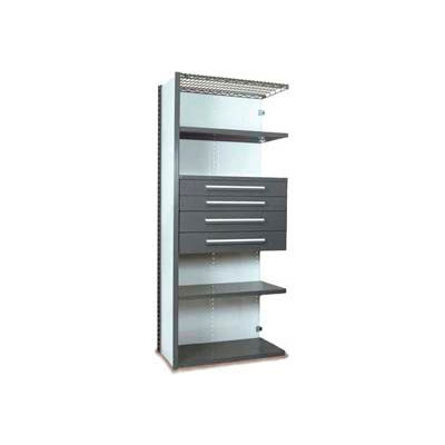 Equipto Vg Closed Shelf Starter Unit 36" W X 24" D X 84" H W/ 5 Shelves & 4 Drawers, Office Gray