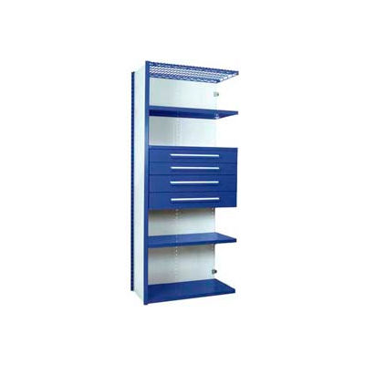 Equipto Vg Closed Shelf Starter Unit 36" W X 24" D X 84" H W/ 5 Shelves & 4 Drawers, Regal Blue