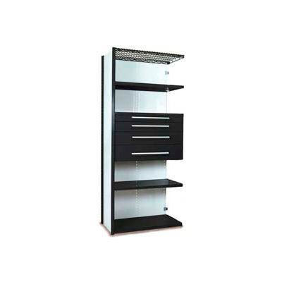 Equipto Vg Closed Shelf Add On Unit - 48" Wx 24" D X 84" H With 5 Shelves & 4 Drawers Black