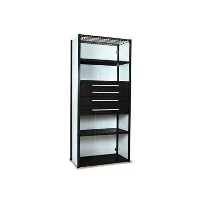 Equipto Vg Closed Shelf Starter Unit - 48" Wx 24" D X 84" H W/ 5 Shelves & 4 Drawers, Black