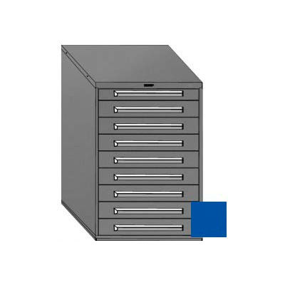 Equipto 30"W Modular Cabinet 9 Drawers w/Dividers, 44"H, No Lock-Textured Regal Blue
