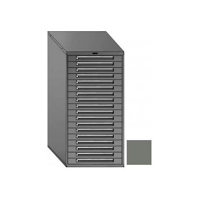 Equipto 30"W Modular Cabinet 18 Drawers w/Dividers, 59"H, Keyed Alike Lock-Smooth Office Gray