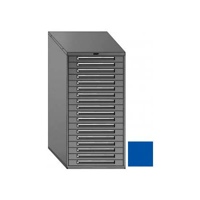 Equipto 30"W Modular Cabinet 18 Drawers No Divider, 59"H, Keyed Alike Lock-Textured Regal Blue