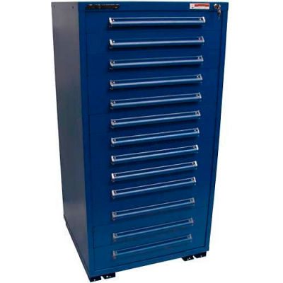 Equipto 30"W Modular Cabinet 13 Drawers w/Dividers, 59"H, Keyed Alike Lock-Textured Regal Blue